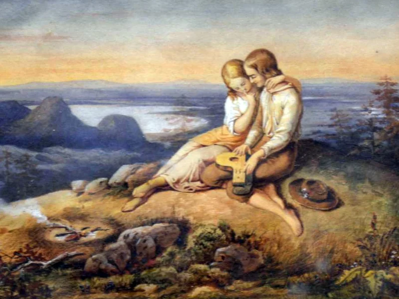 1802-Hermann Goldschmidt - Coppia in un paesaggio